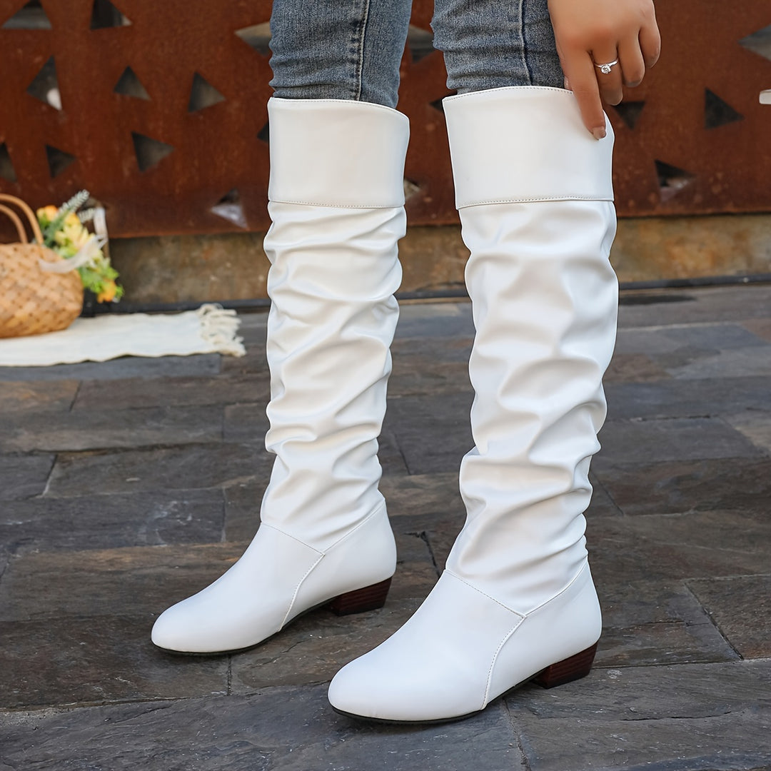 Camille | Women's Slouch Knee-High Boots with Low Heel