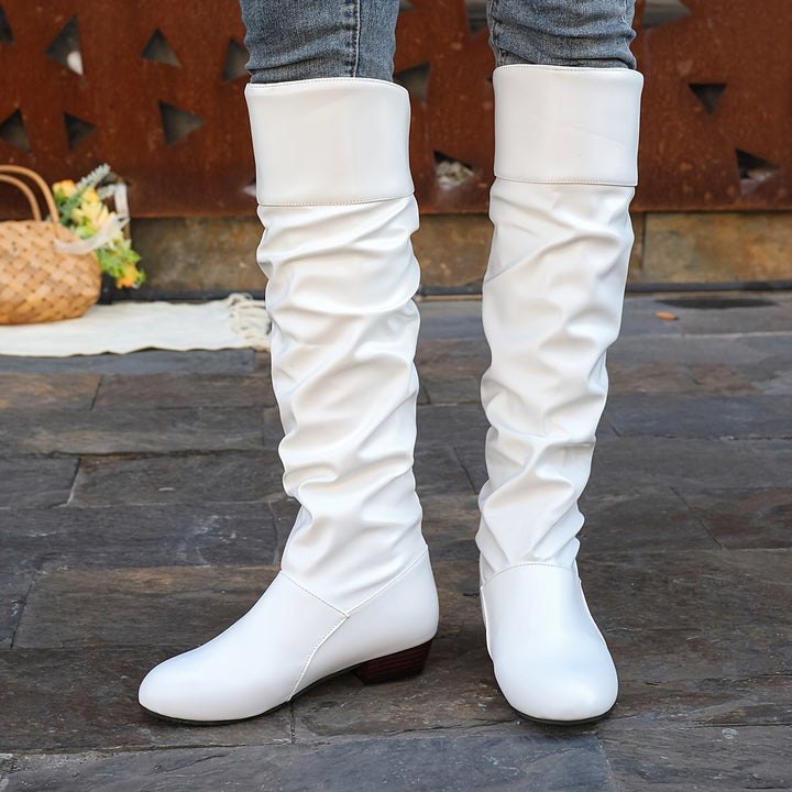Camille | Women's Slouch Knee-High Boots with Low Heel