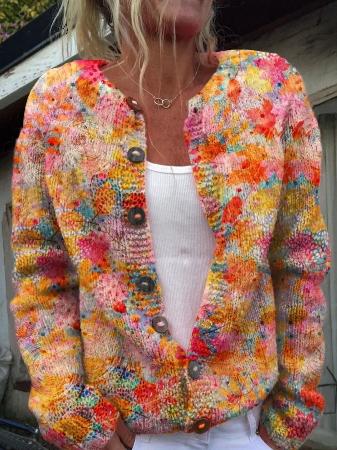 Poppy | Women's Colorful Floral Button-Front Cardigan
