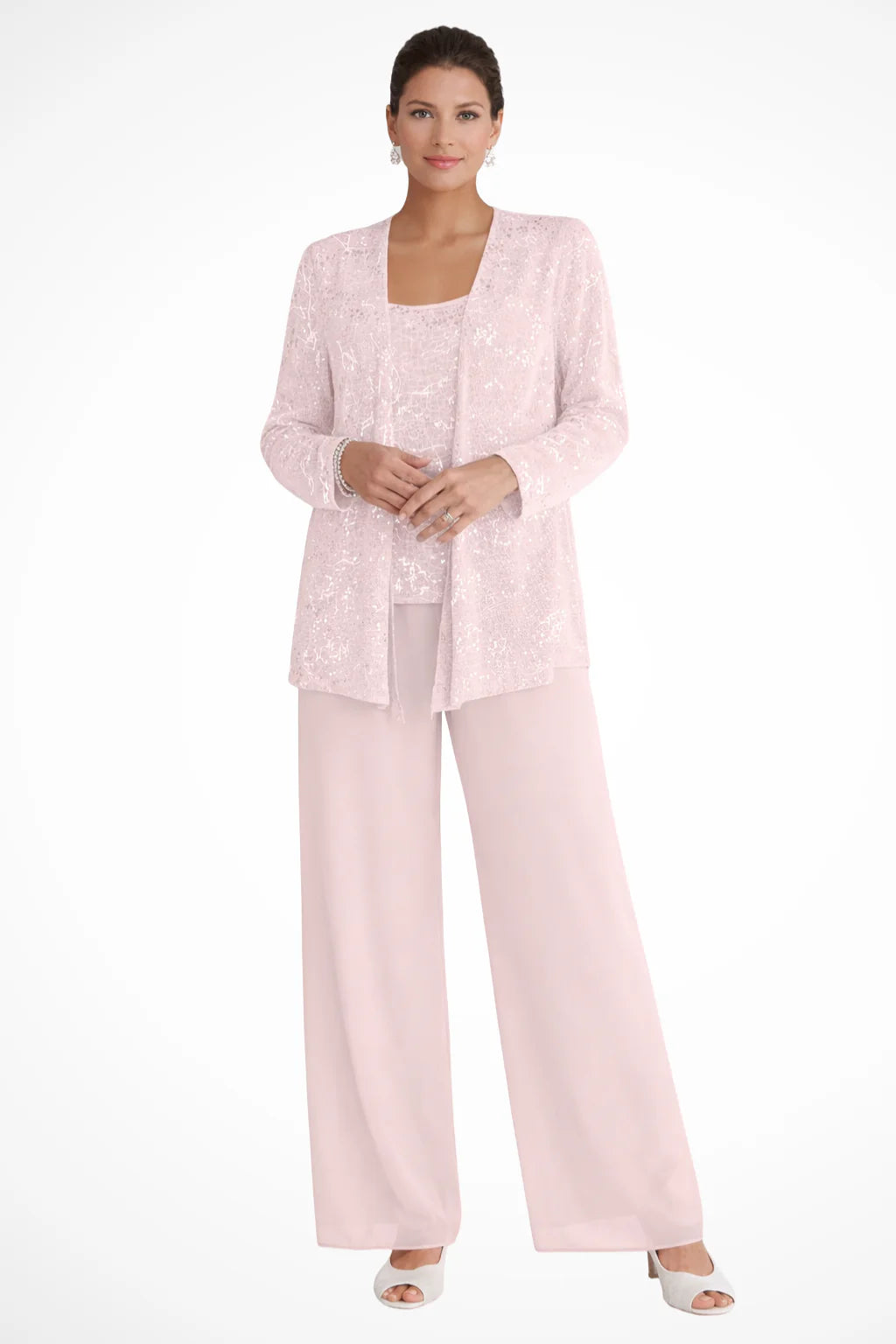 Carla | Women's Three-Piece Sequin Jacket and Wide-Leg Trouser Suit