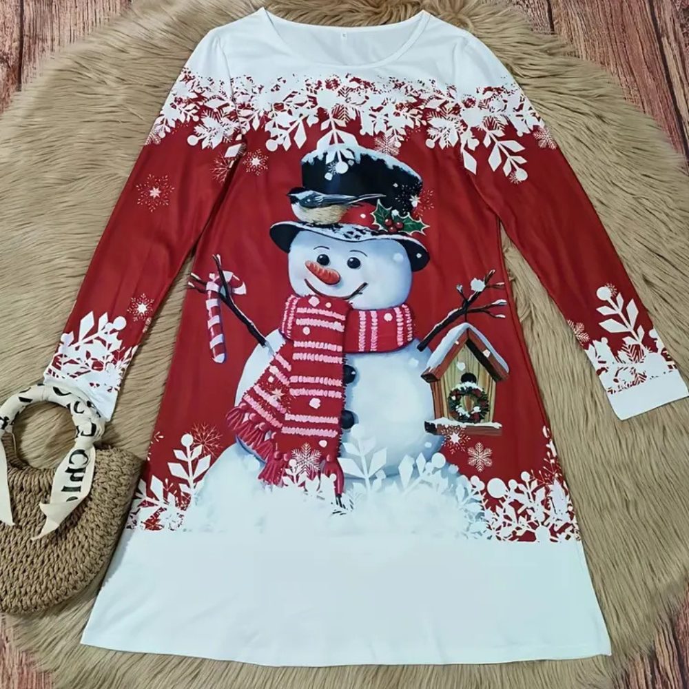 Tessa | Women's Snowman Print Christmas Dress