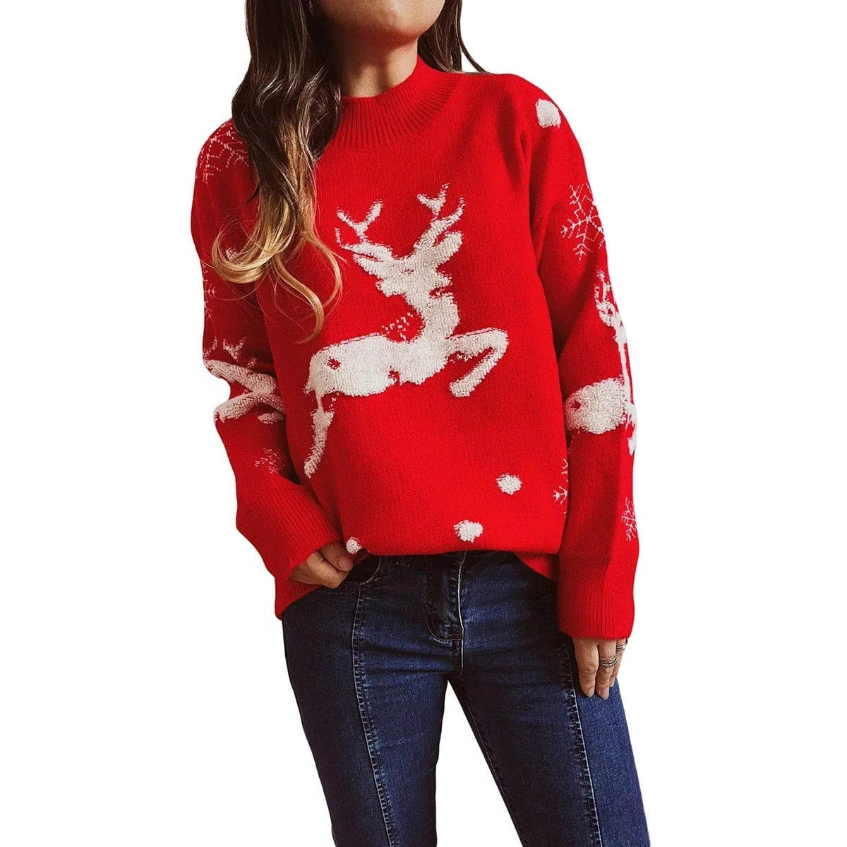 Mabel | Women's Reindeer Snowflake Christmas Sweater