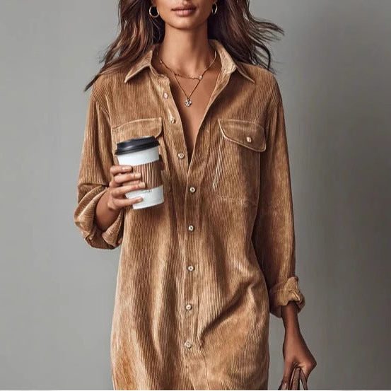 Colette | Women’s Button-Down Midi Shirt Dress with Chest Pockets
