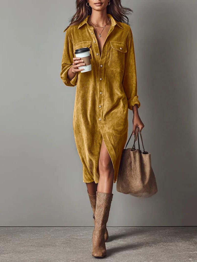 Colette | Women’s Button-Down Midi Shirt Dress with Chest Pockets