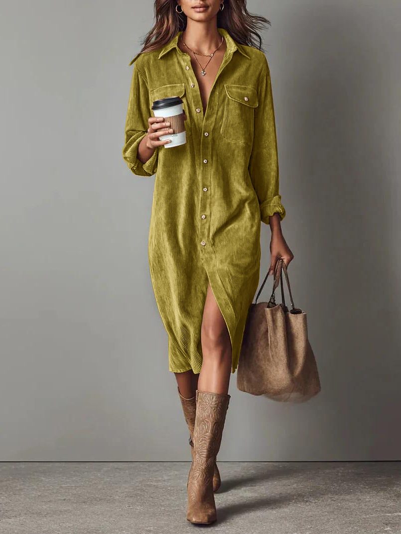 Colette | Women’s Button-Down Midi Shirt Dress with Chest Pockets