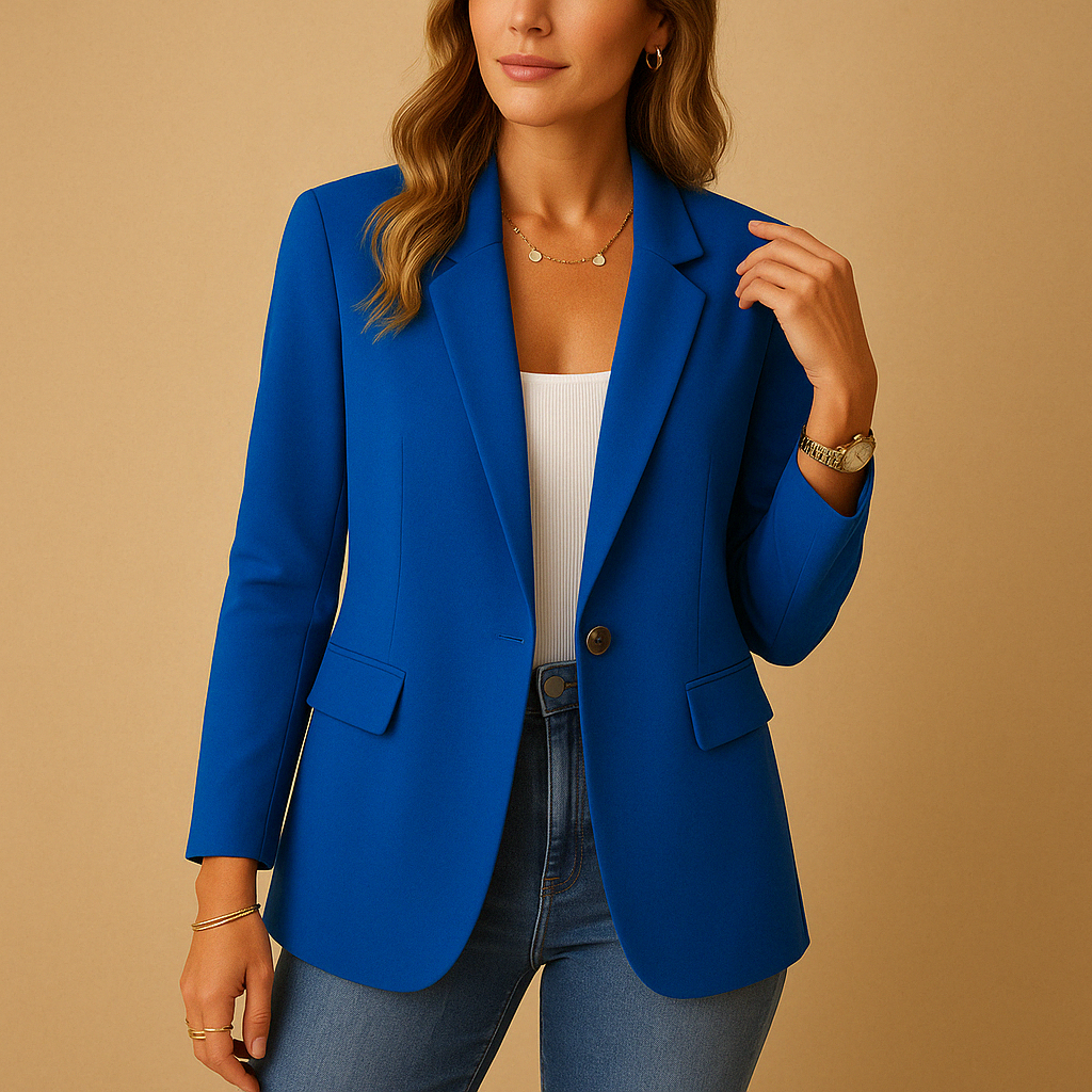 Corvella | Women's Fitted Blazer with Single Button and Flap Pockets