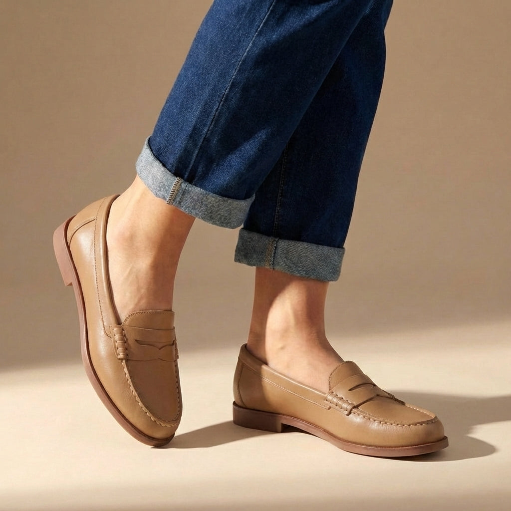 Dariane | Women's Classic Penny Loafers with Moccasin Stitching