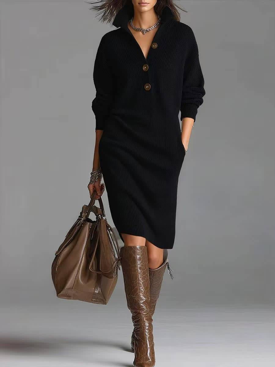 Delilah | Women’s Button-Up Jumper Dress with Stand Collar