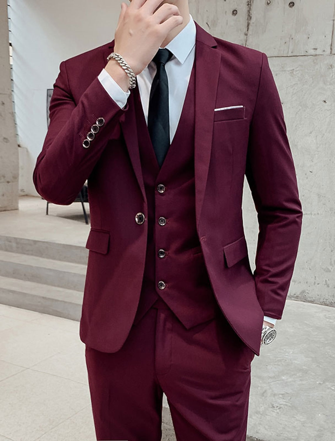 Demerion | Men's Three-Piece Suit with Two-Button Blazer