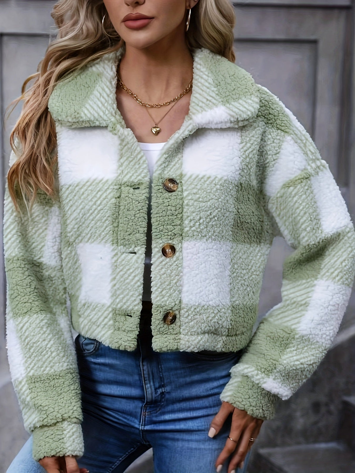 Dianne | Women's Cropped Check Shacket with Relaxed Fit