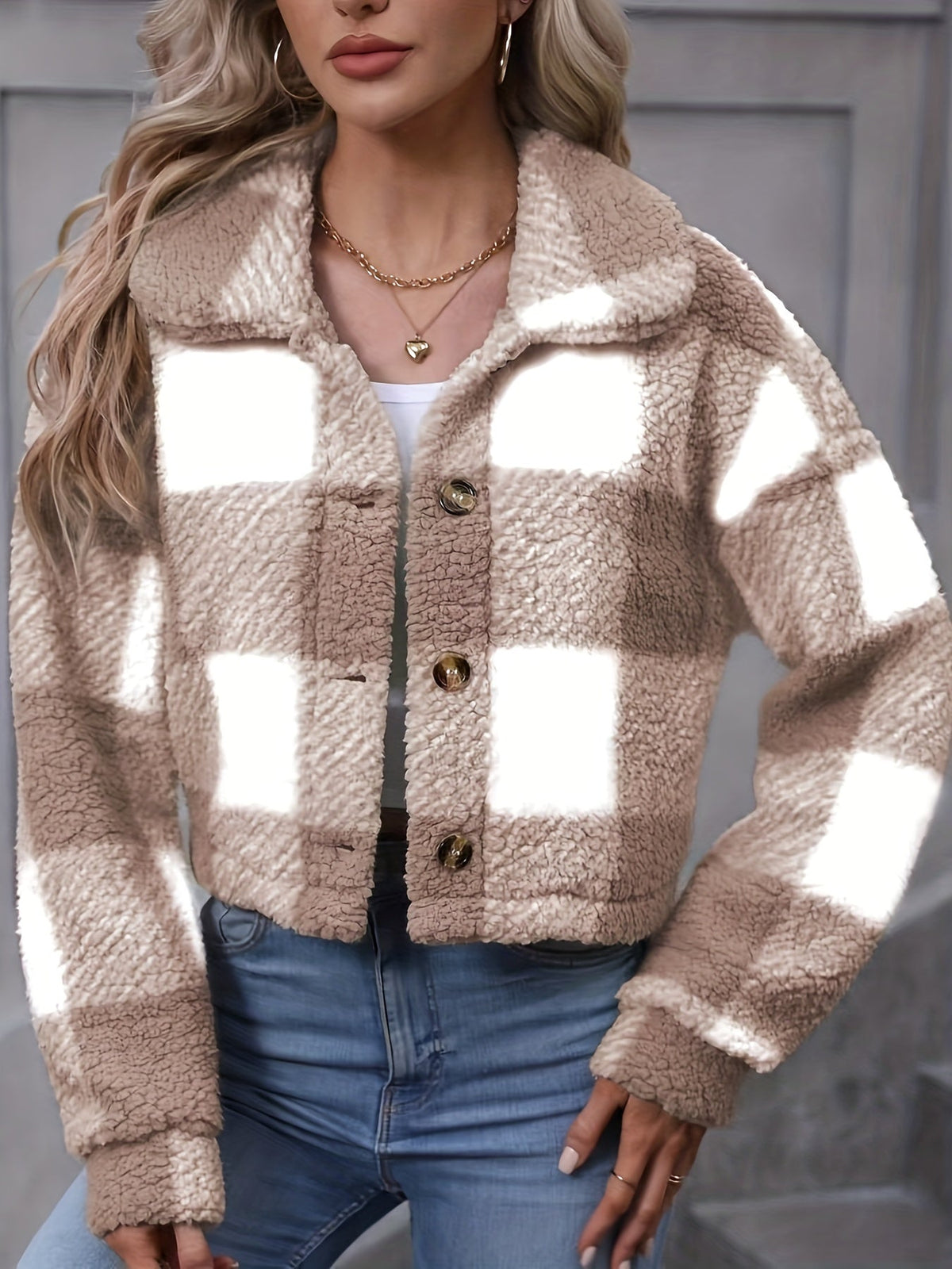 Dianne | Women's Cropped Check Shacket with Relaxed Fit