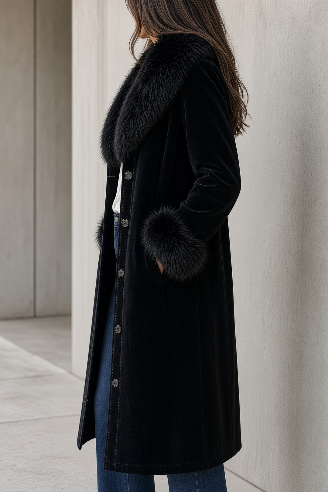 Dorothy | Women's Long Vintage Coat With Button Front