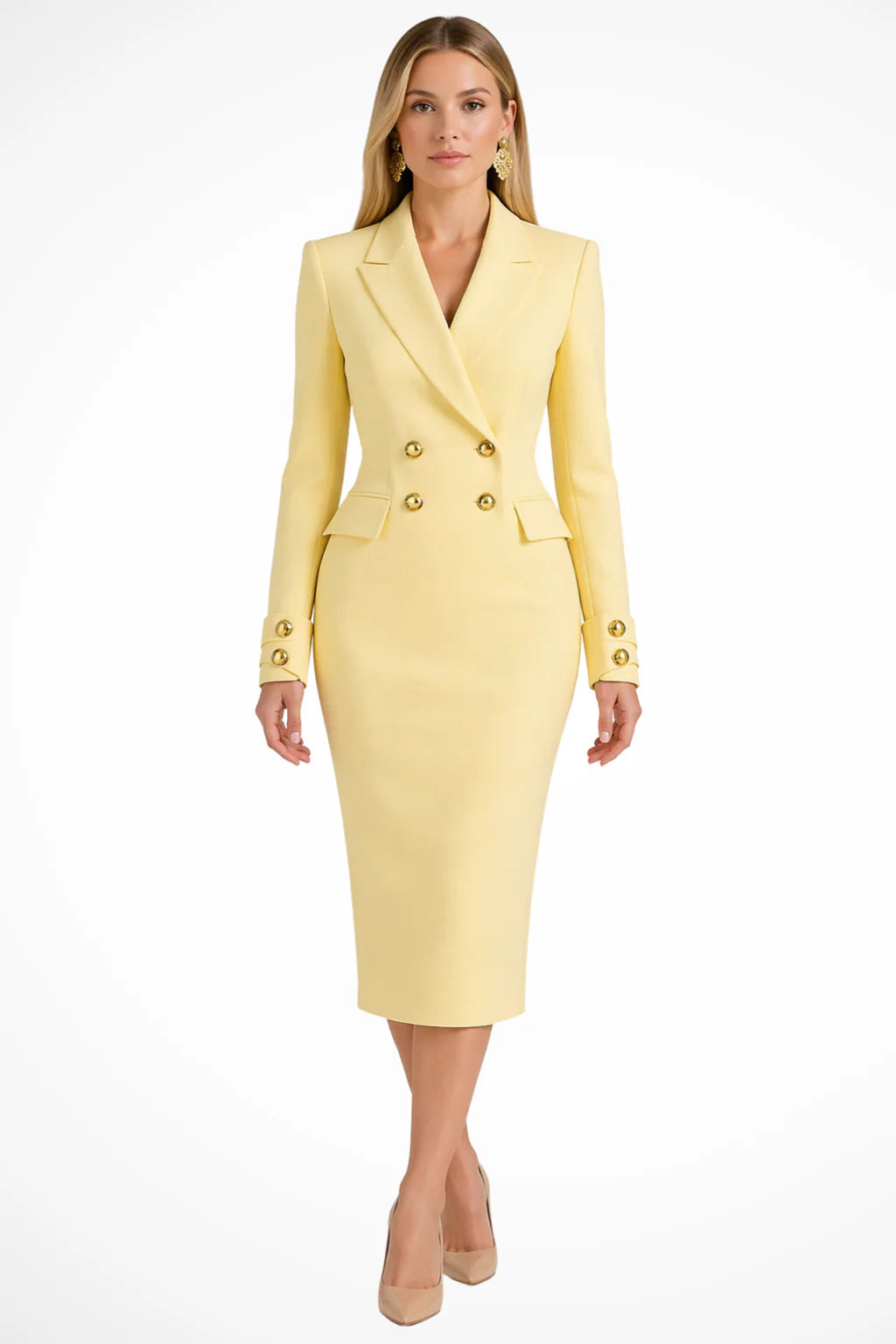 Eleanora | Women's Double-Breasted Blazer Midi Dress