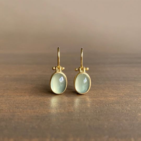 Elodie | Vintage Green Oval Drop Earrings