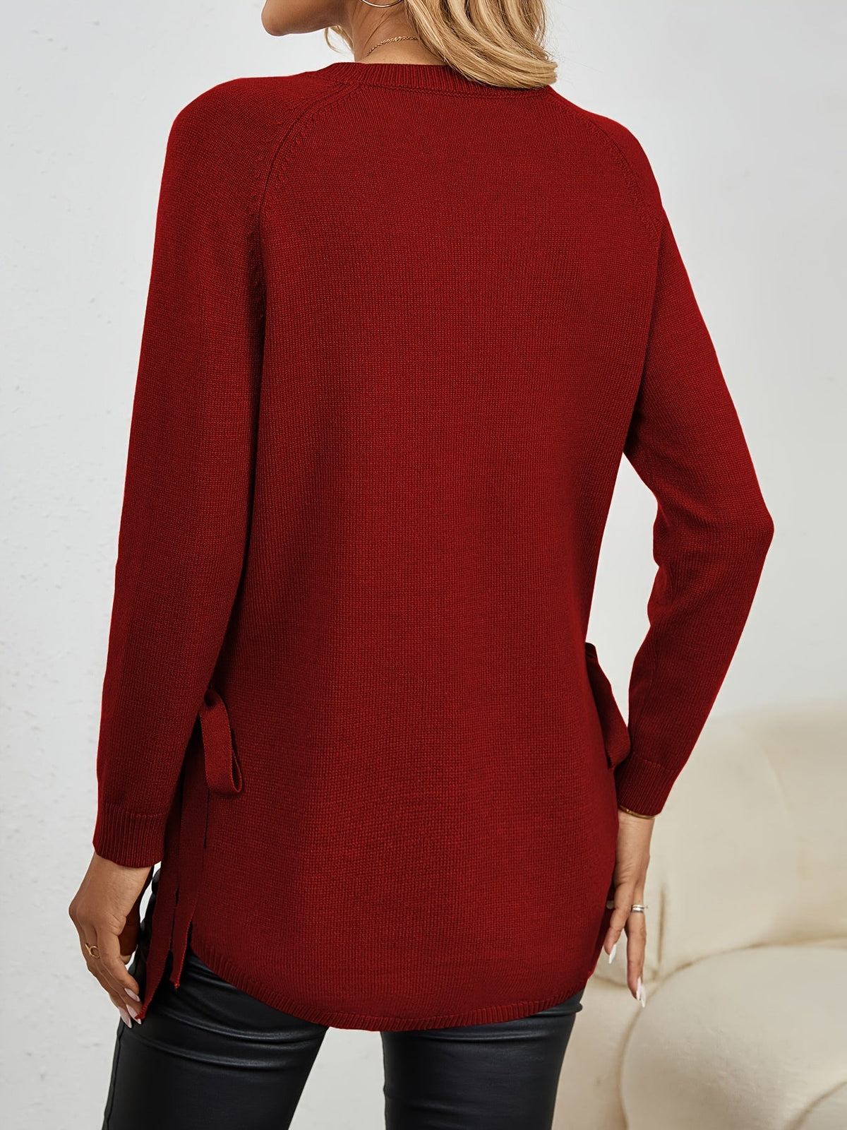 Evelyn | Women’s Longline Relaxed Sweater with Side Slits