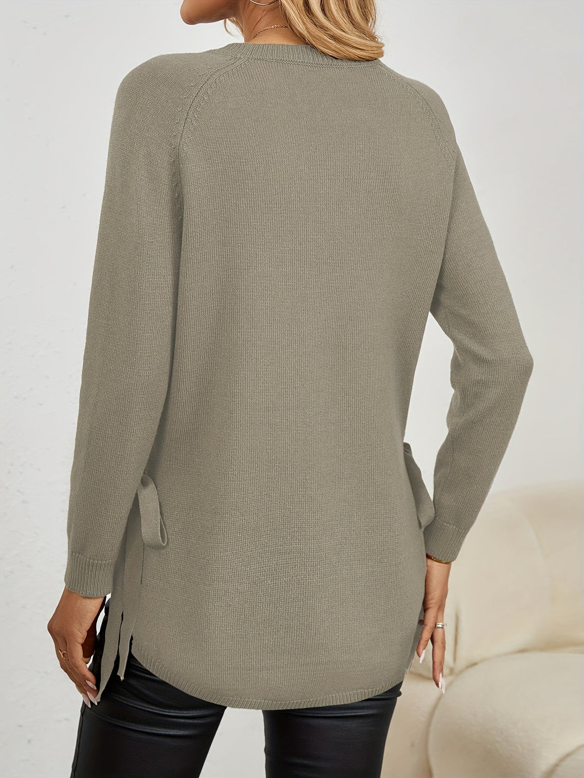 Evelyn | Women’s Longline Relaxed Sweater with Side Slits