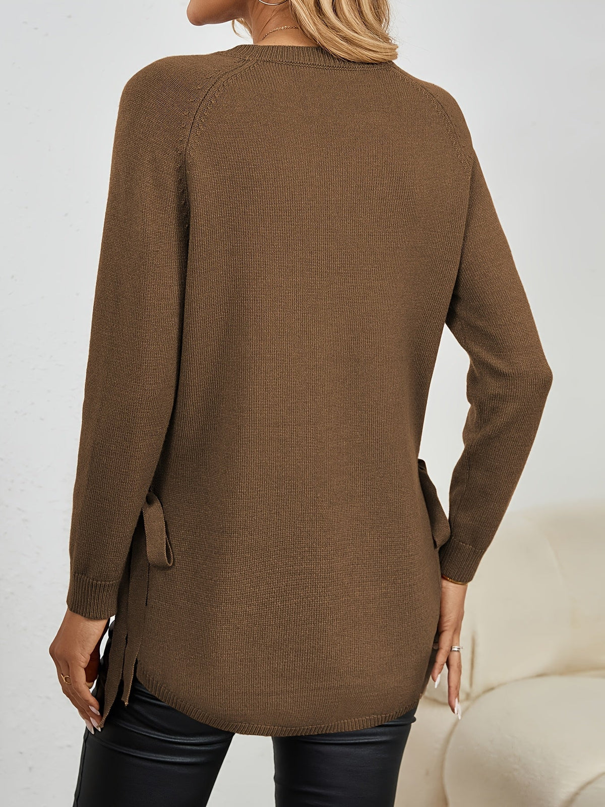 Evelyn | Women’s Longline Relaxed Sweater with Side Slits