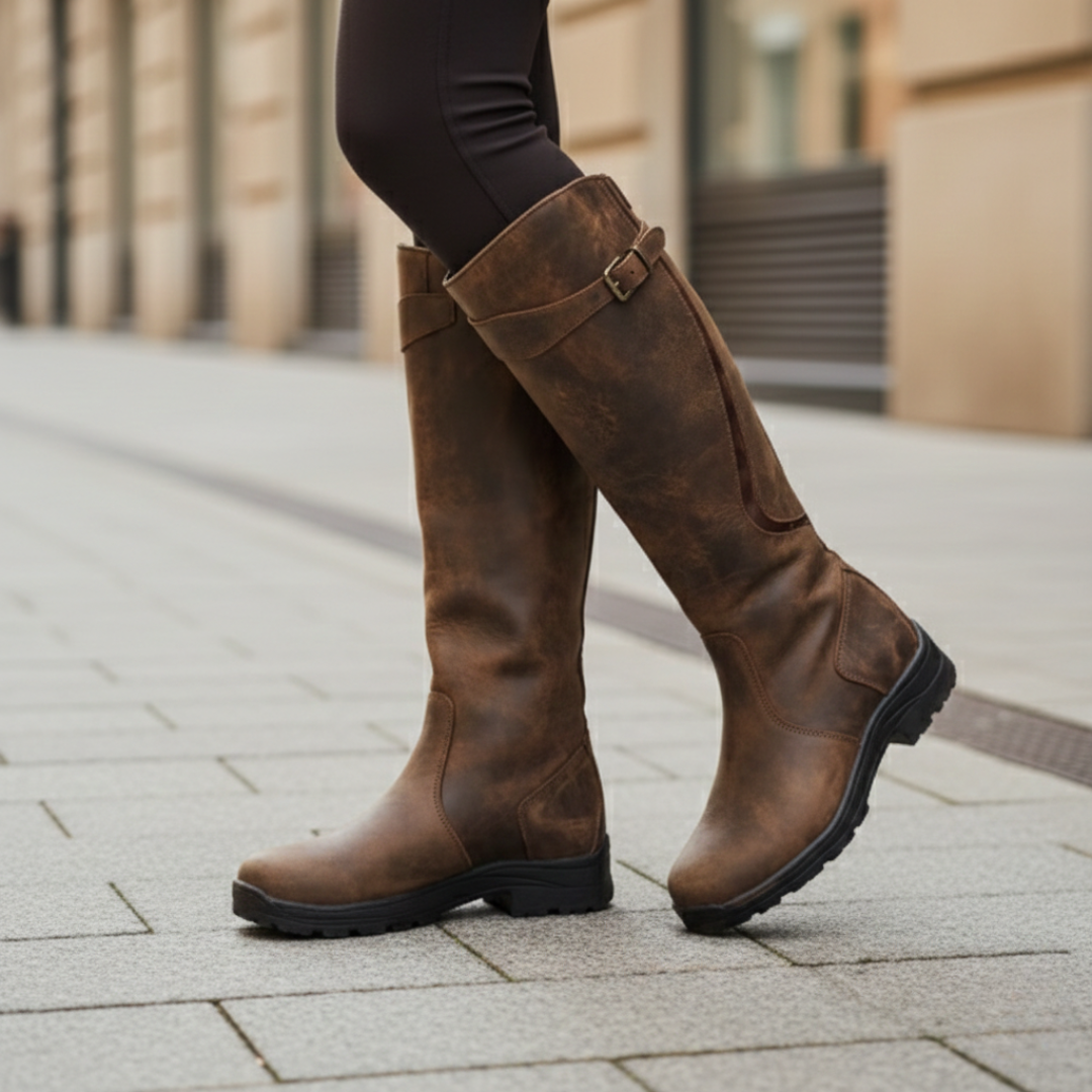 Faith | Women's Waterproof Knee-High Boots with Buckle Strap