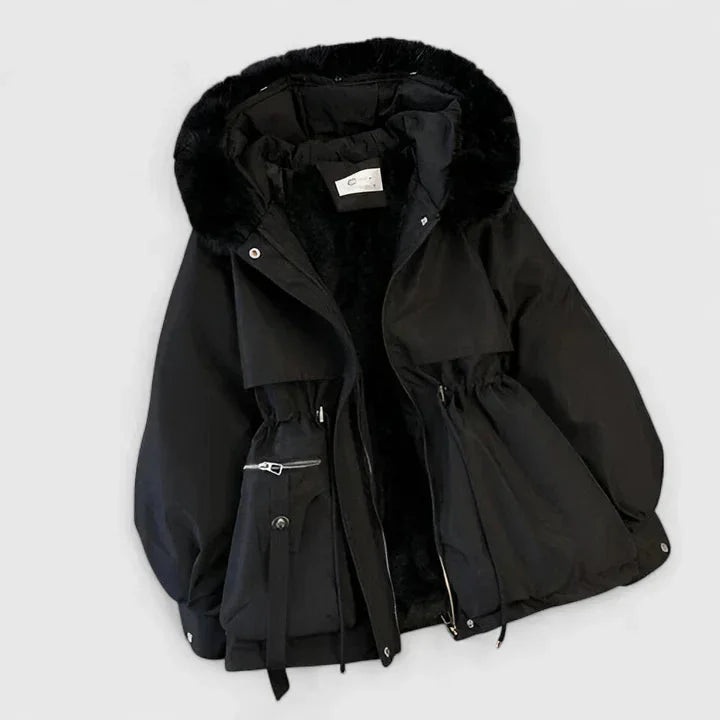 Harper | Women's Hooded Winter Parka Jacket with Faux Fur-Style Trim and Drawstring Waist