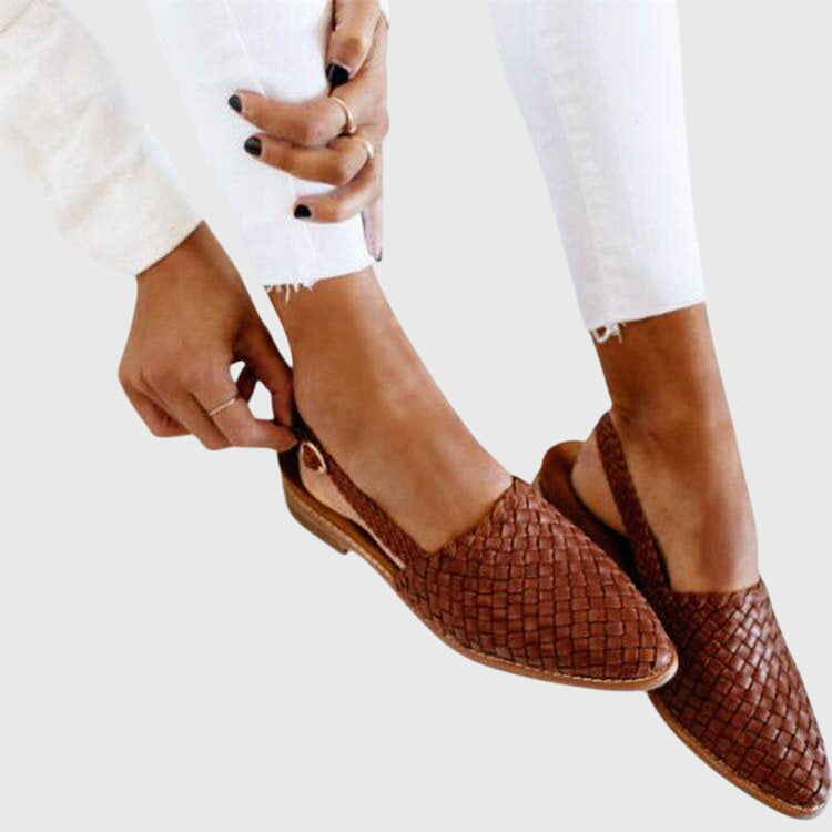 Adele | Women's Pointed-Toe Slingback Flats with Textured Pattern