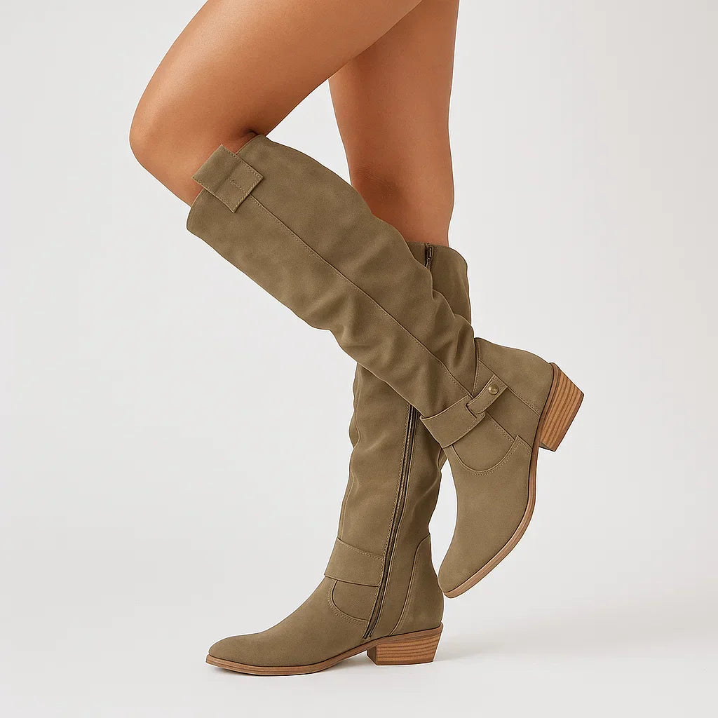Gayle | Women’s Knee-High Boots with Side Zip and Buckle