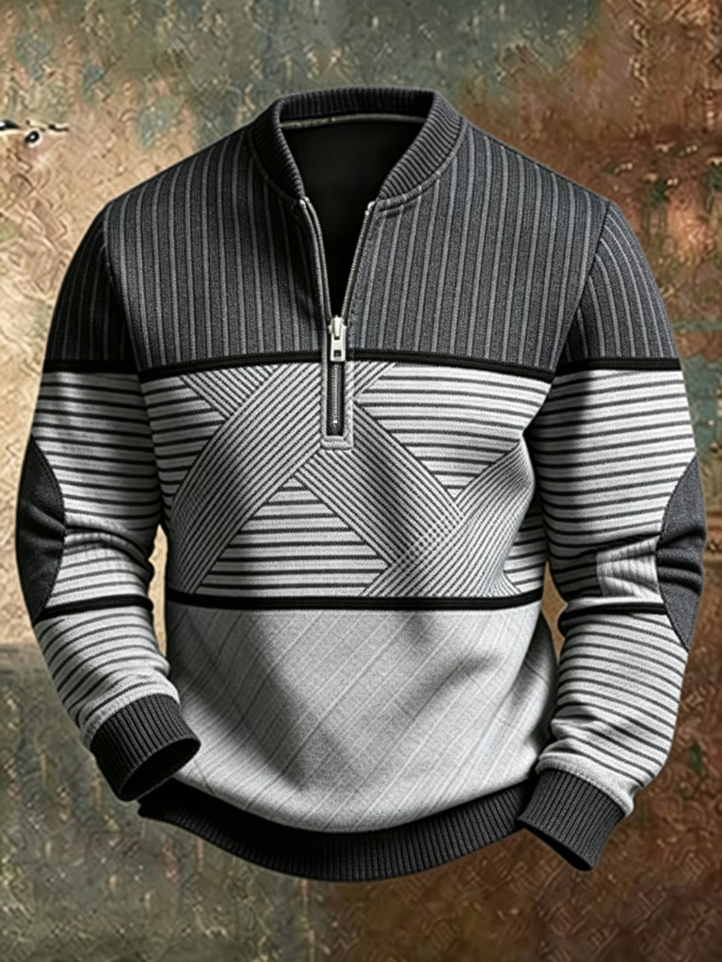 Graham | Men's Half-Zip Sweater with Geometric Pattern