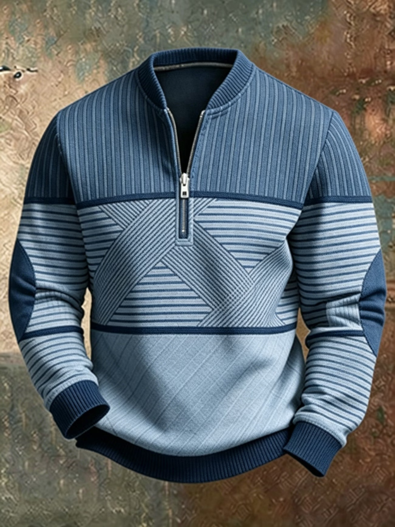 Graham | Men's Half-Zip Sweater with Geometric Pattern