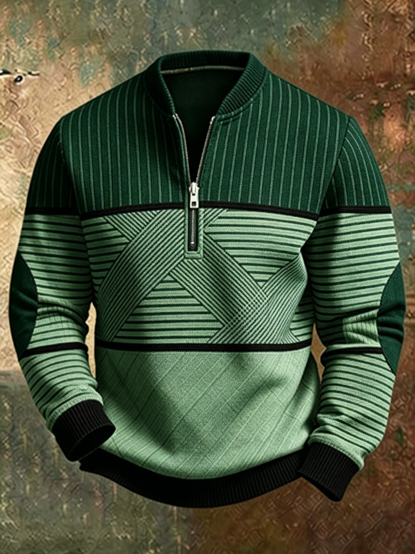 Graham | Men's Half-Zip Sweater with Geometric Pattern