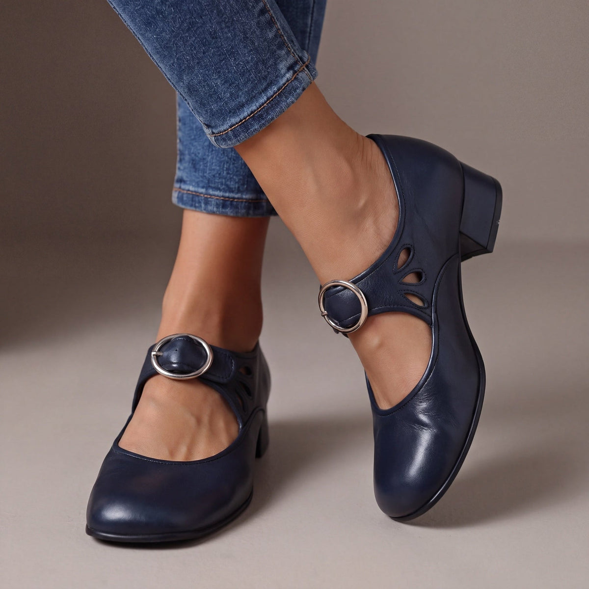 Harper | Women's Mary Jane Block Heels with Buckle Strap