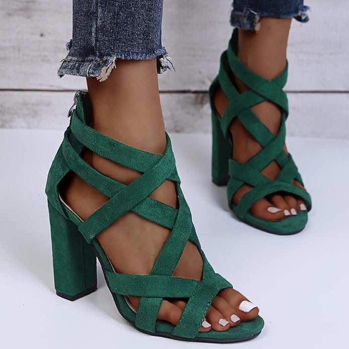 Freya | Women's Caged-Strap Block Heel Sandals