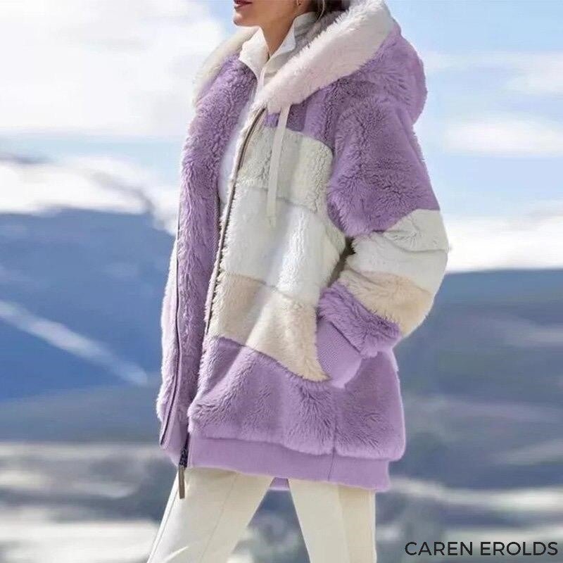 Saskia | Women's Hooded Colorblock Teddy Jacket