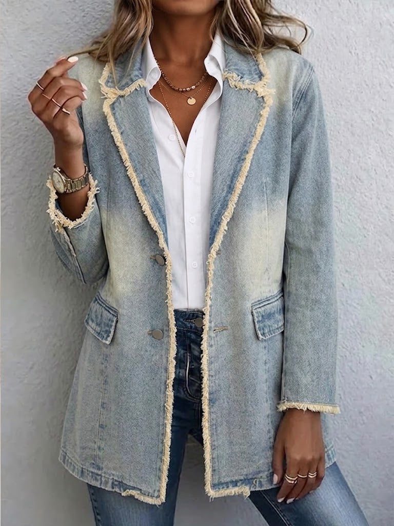 Jada | Women's Oversized Denim Blazer with Flap Pockets