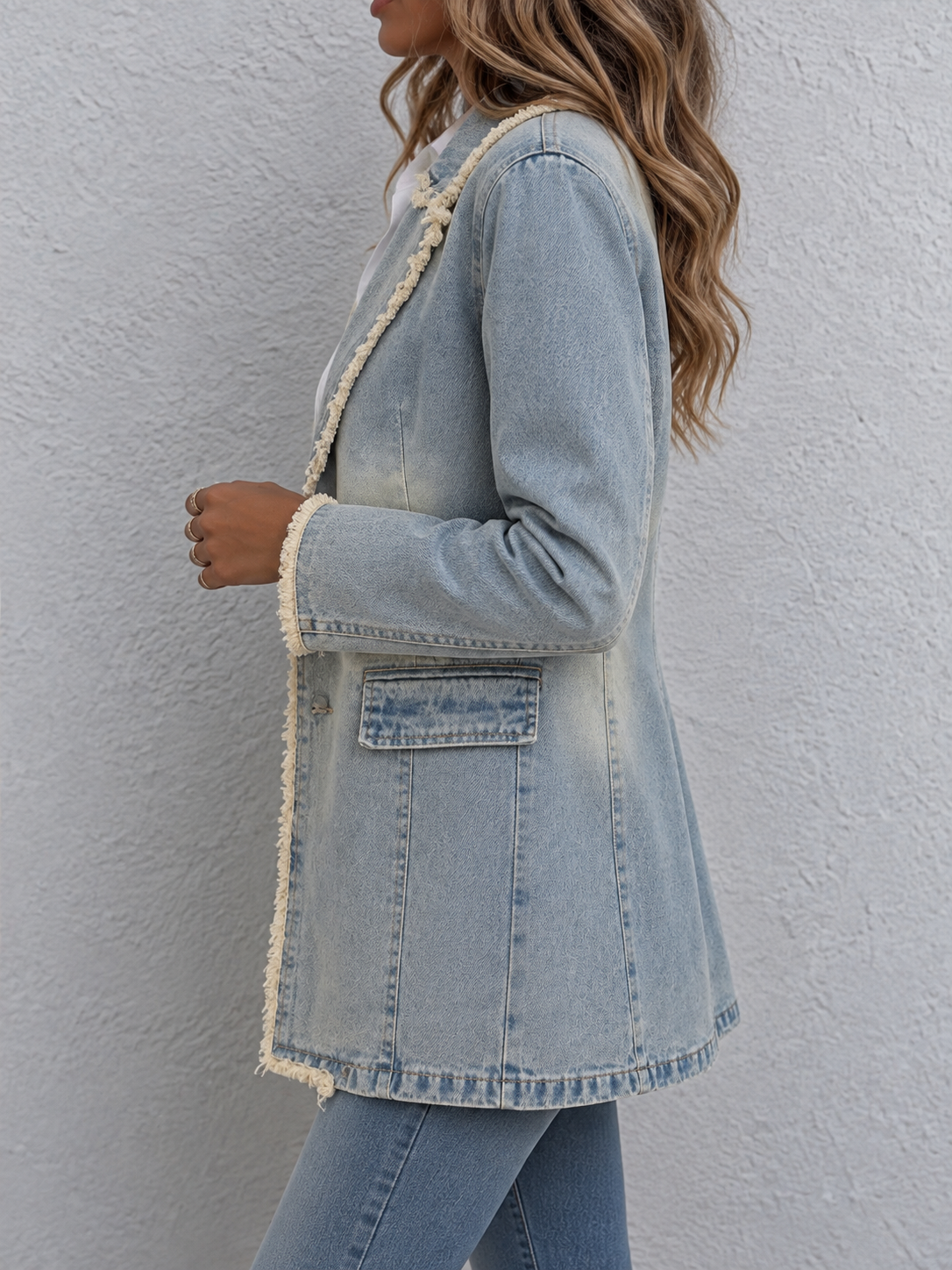 Jada | Women's Oversized Denim Blazer with Flap Pockets