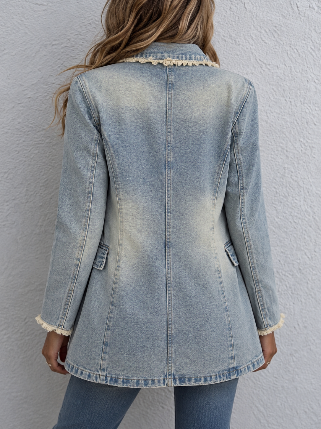 Jada | Women's Oversized Denim Blazer with Flap Pockets