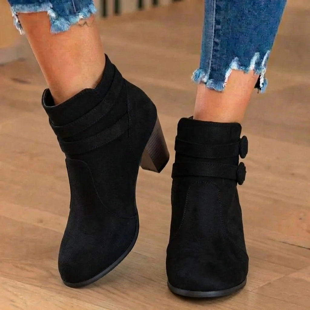 Lola | Women's Heeled Ankle Boots with Double Buckle Straps