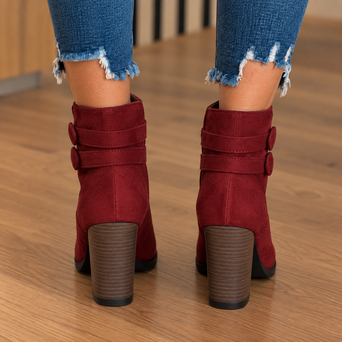 Lola | Women's Heeled Ankle Boots with Double Buckle Straps