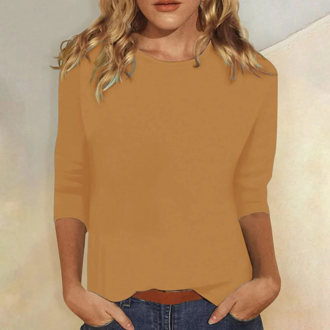 Kierra | Women’s Crew Neck Top with Three-Quarter Sleeves