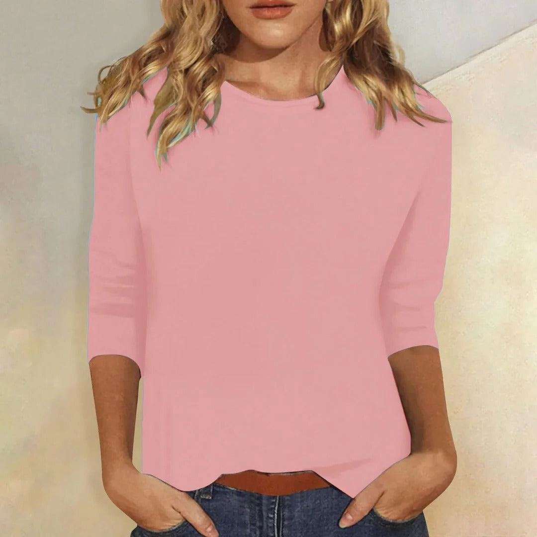 Kierra | Women’s Crew Neck Top with Three-Quarter Sleeves