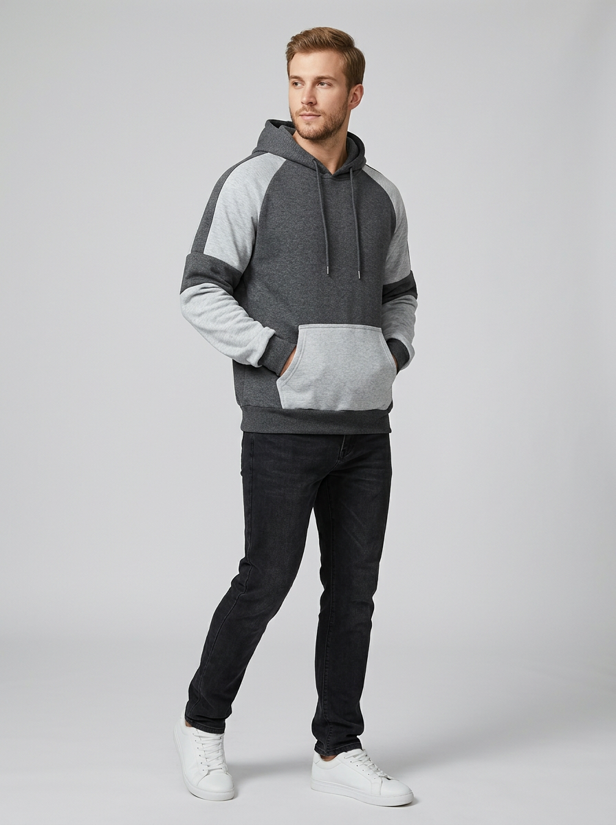 Men's Hoodie Color Block Raglan | Kangaroo Pocket