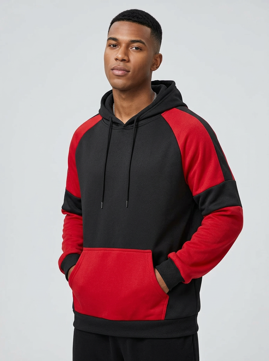 Men's Hoodie Color Block Raglan | Kangaroo Pocket