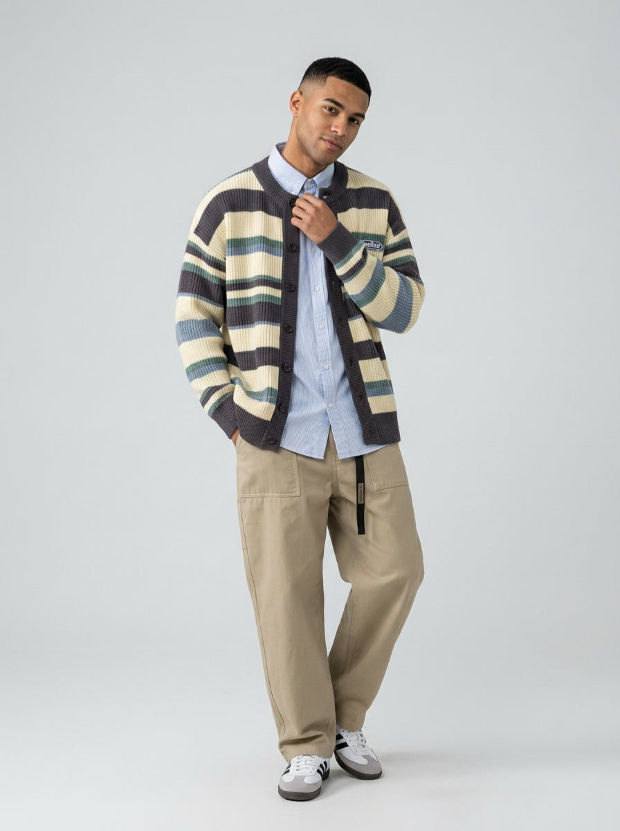 Men's Sweater Striped Button Front | Cardigan