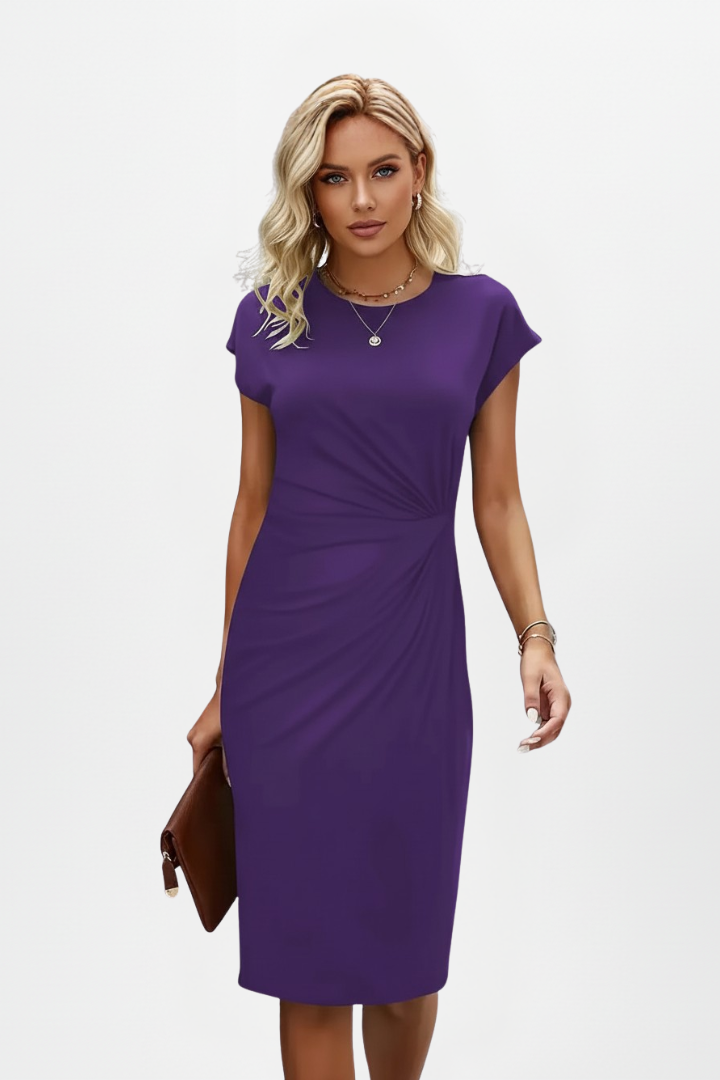 Sabina | Women's Cap-Sleeve Knee-Length Dress with Ruched Waist