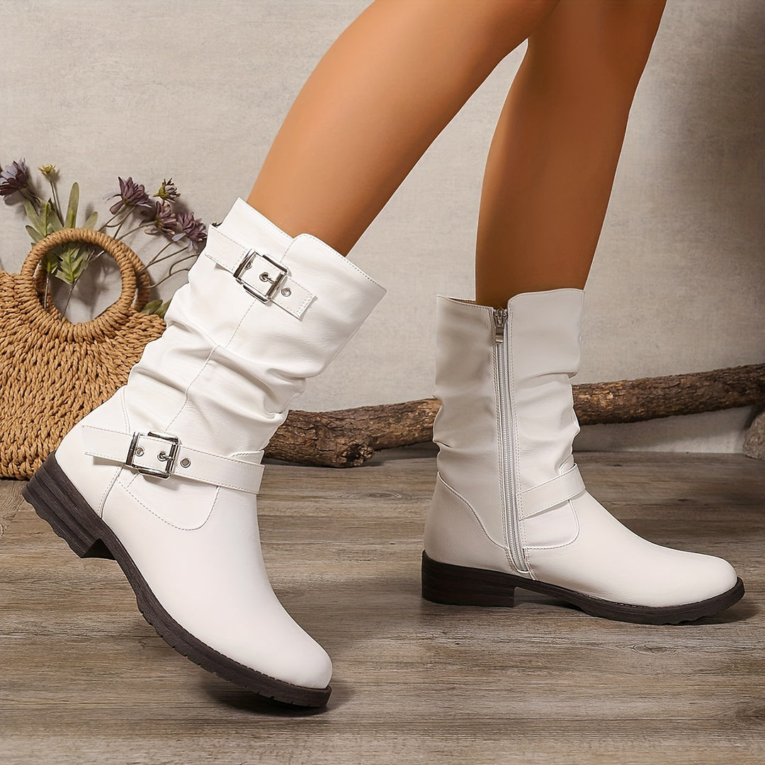 Miles | Women's Slouchy Ankle Boots with Buckle Details