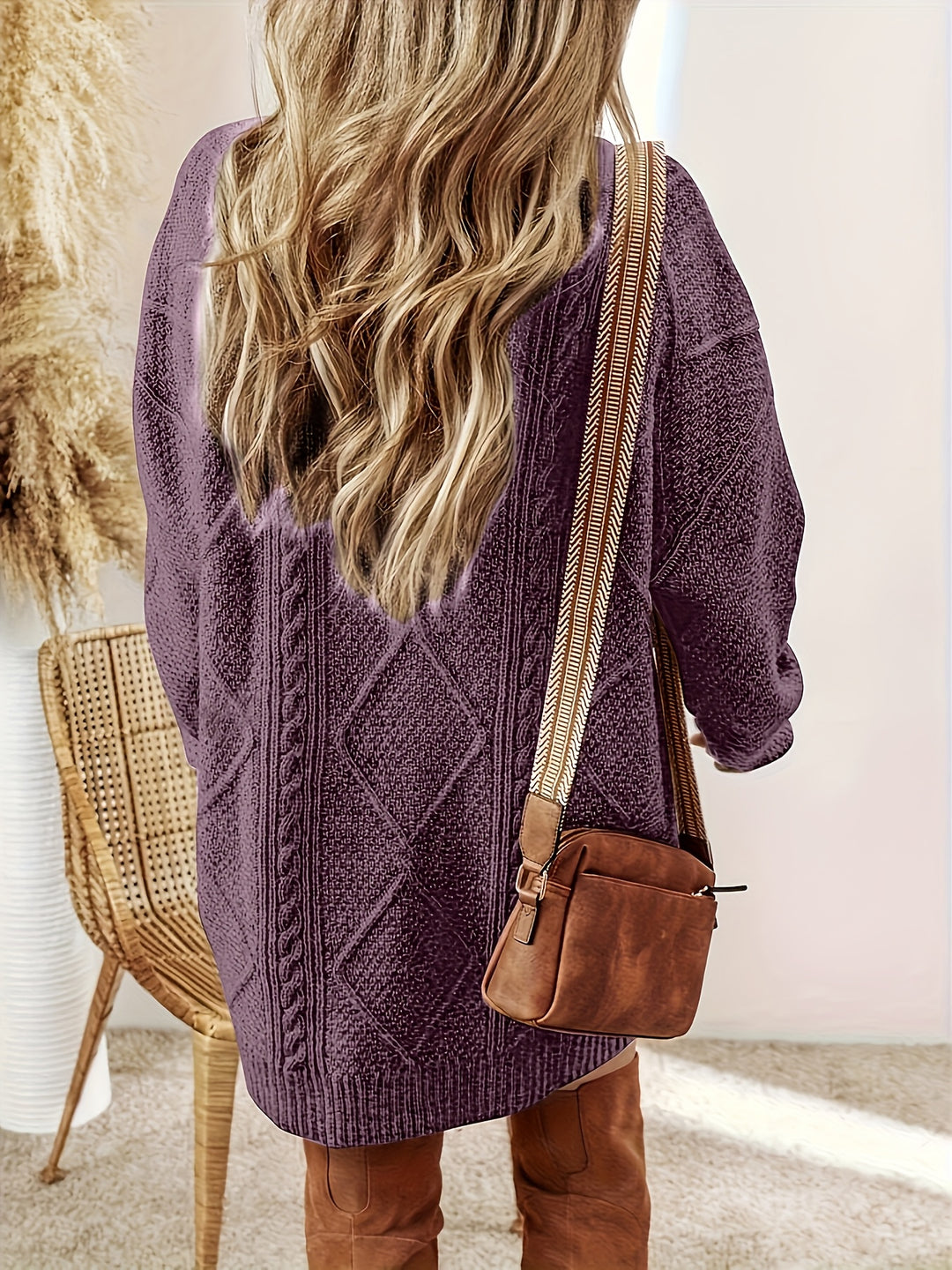 Millie | Women's Diamond Pattern Sweater Dress