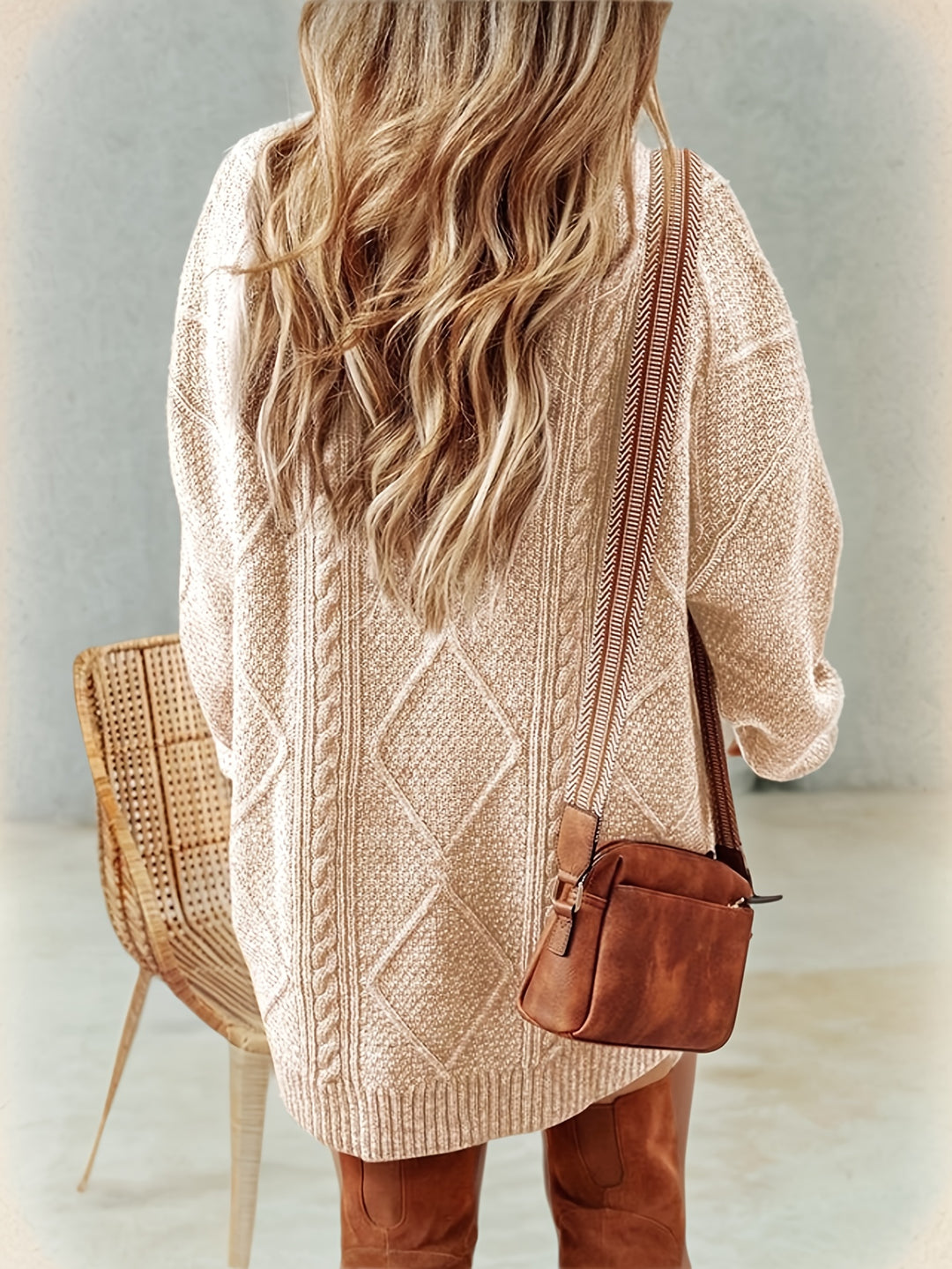 Millie | Women's Diamond Pattern Sweater Dress