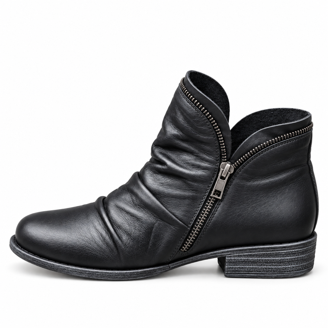 Myra | Women's Textured Ankle Boots With Low Heels