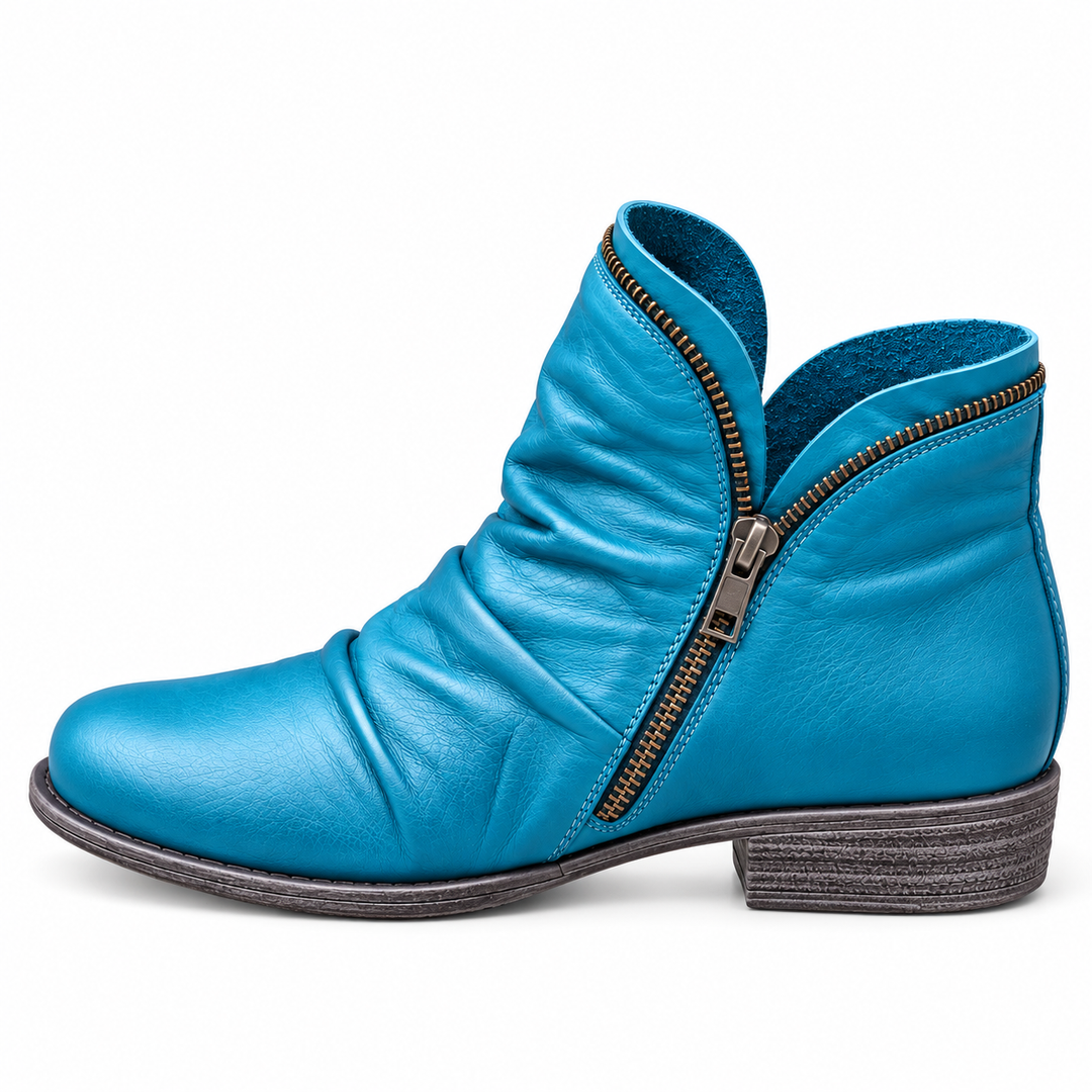 Myra | Women's Textured Ankle Boots With Low Heels