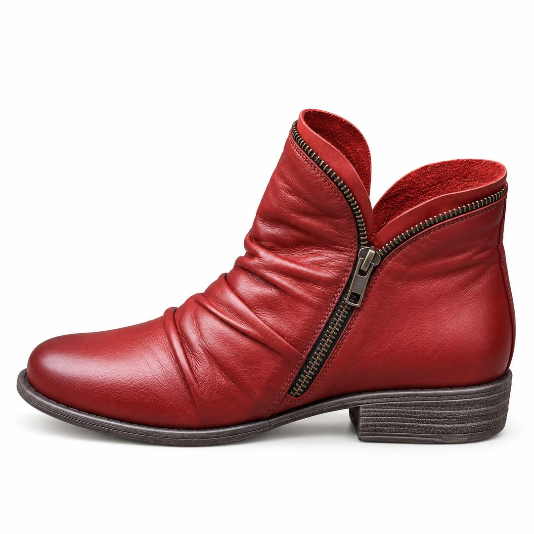 Myra | Women's Textured Ankle Boots With Low Heels