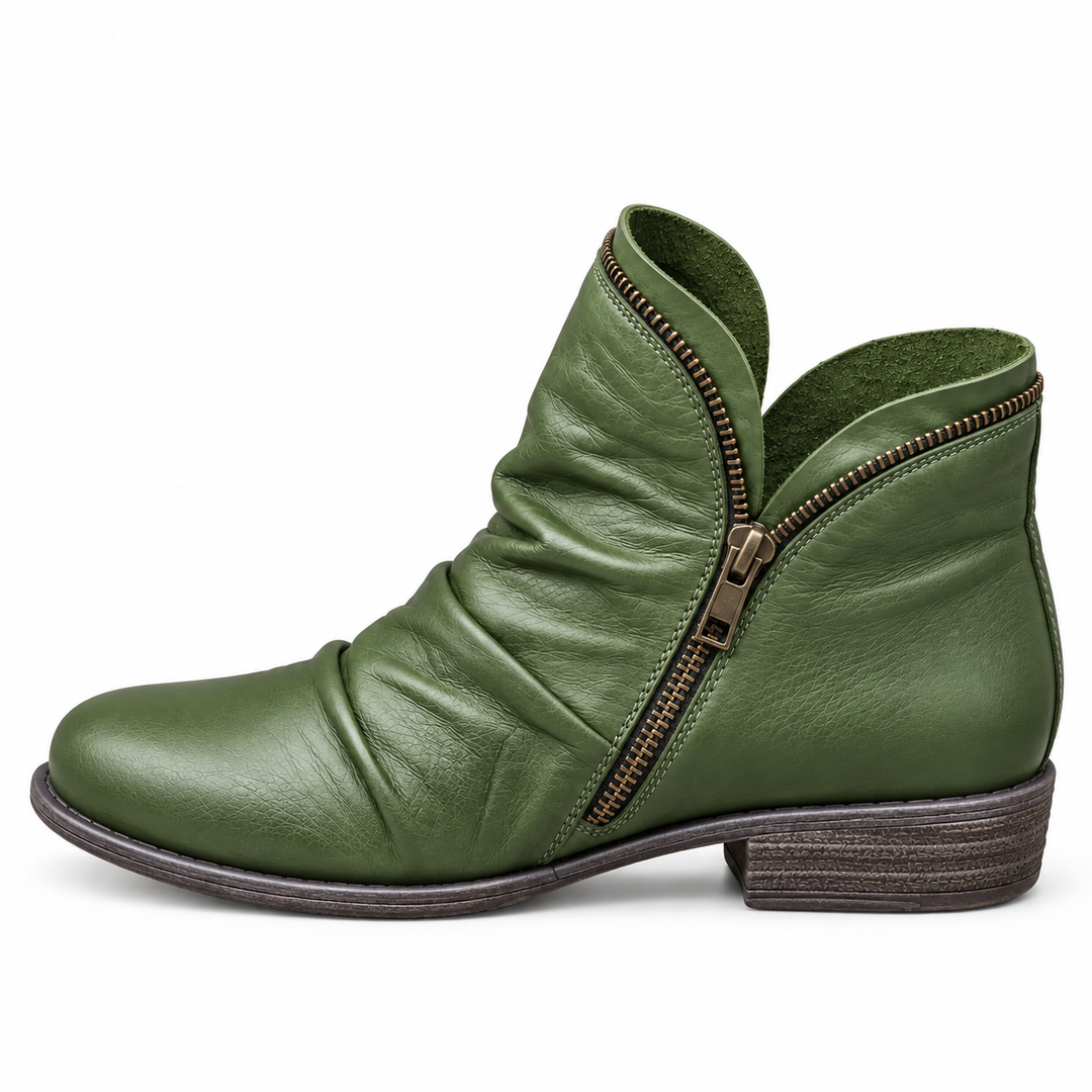 Myra | Women's Textured Ankle Boots With Low Heels