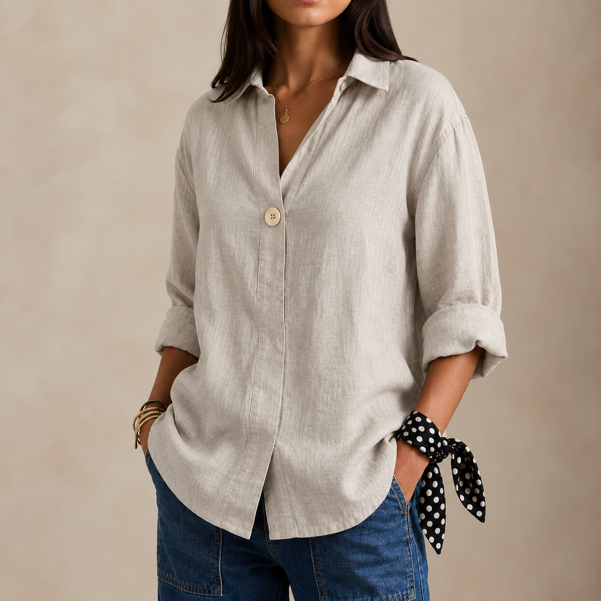 Nuvielle | Women's Relaxed V-Neck Blouse